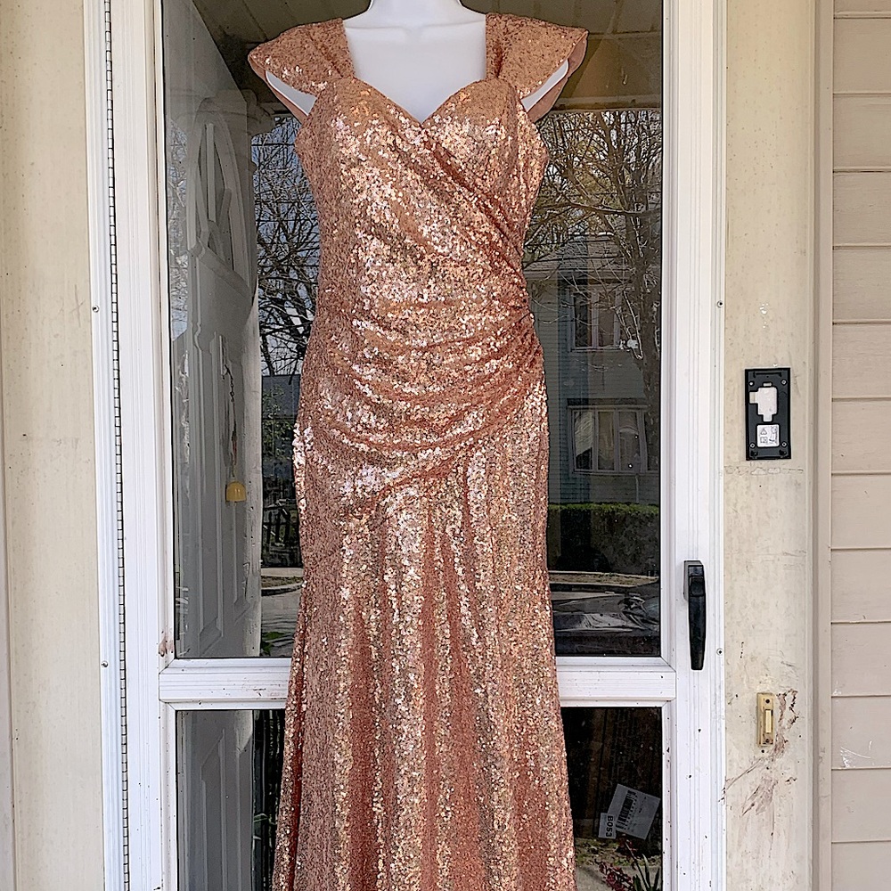 REVELRY Sequin Rose Gold Dress - Size 6